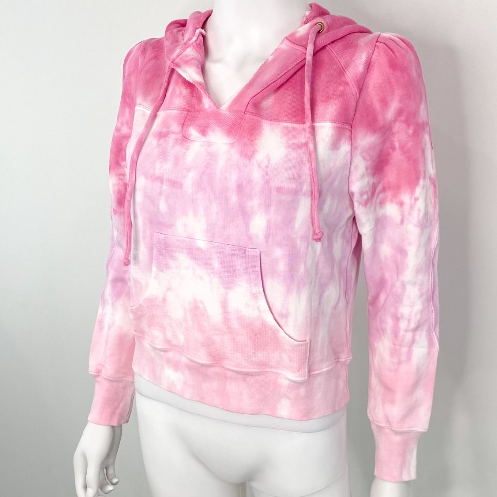 LoveShackFancy Kirby Tie Dye Sweatshirt Hoodie in Linear Bubble Gum Pink Size M - Picture 7 of 16